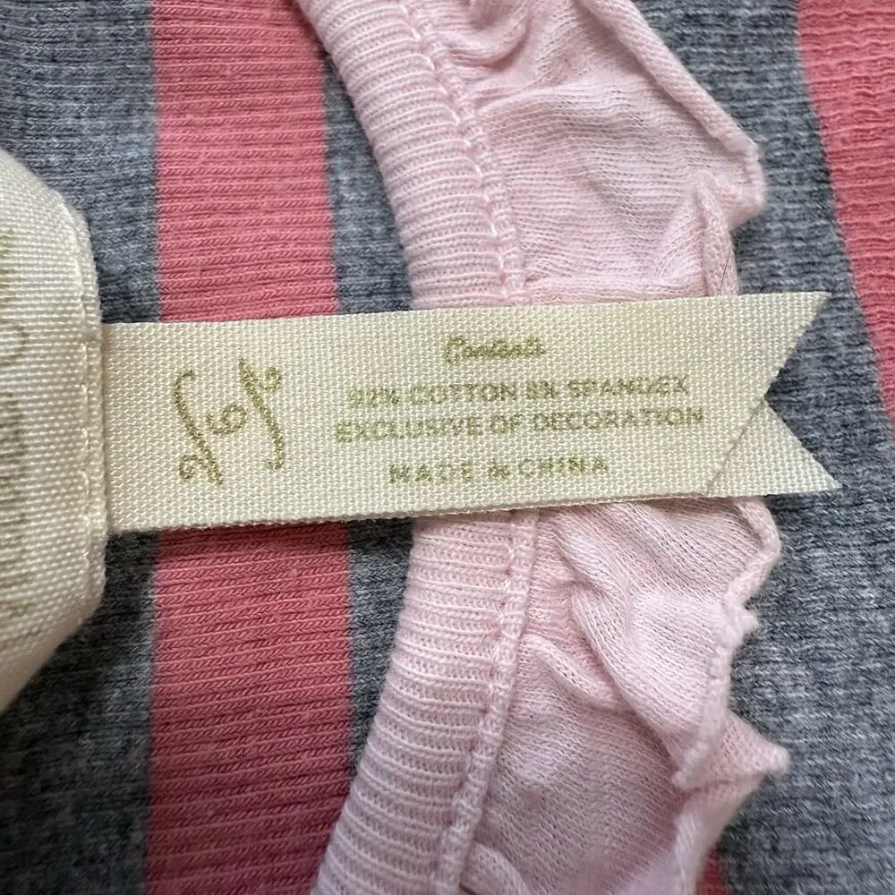 Matilda Jane Travel Log Gray Pink Striped Ruffle Tank Top Girl's 6